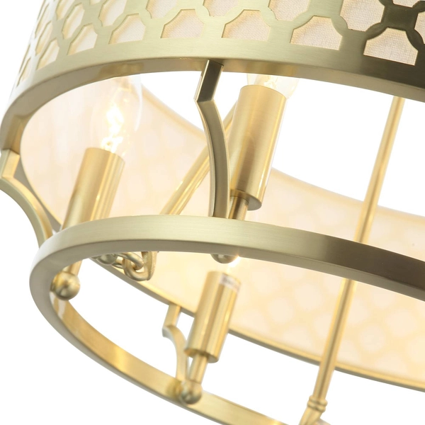 Wisząca LAMPA glamour Verno Old Gold Orlicki Design metalowa OPRAWA ażurowy zwis złoty satynowy kremowy
