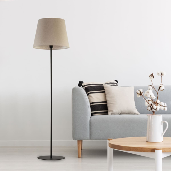 Stojąca lampa z abażurem Chicago 5151 TK Lighting z tkaniny szara beżowa