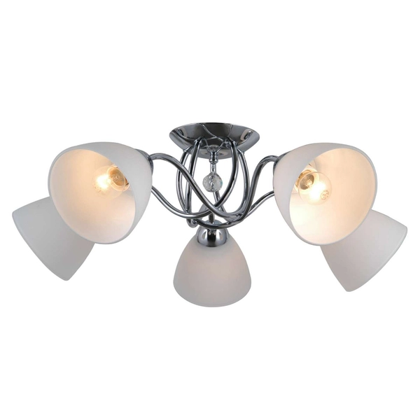 LAMPA sufitowa LUGANO PND-5643-5 Italux szklana OPRAWA plafon z kryształkiem crystal stożki chrom białe