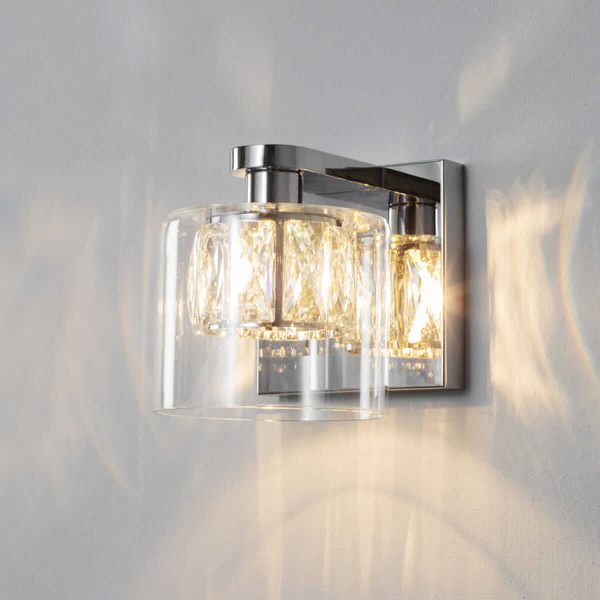 Szklana lampa ścienna Verina 76521 Endon do salonu transparentny chrom