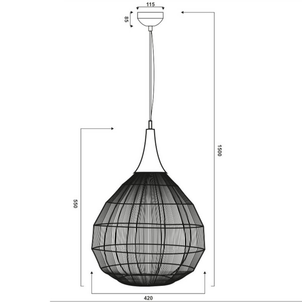 Lampa wisząca SORAYA 365440132 Trio drop zwisająca do sypialni czarny