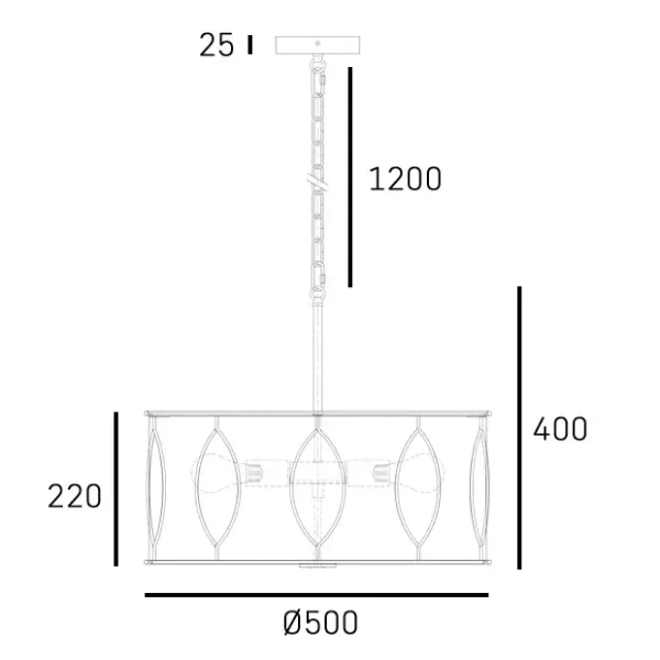Łańcuchowa lampa wisząca modernistyczna NORFOLK złoty mat E27 4p sypialnia P04576AM-WH