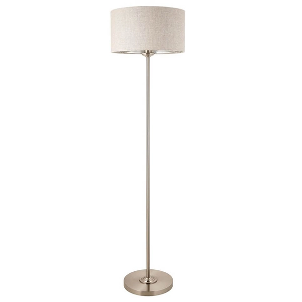 Abażurowa lampa stojąca Highclere 112232 tkaninowa brązowa chrom