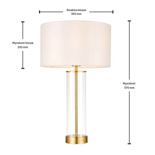 Lampka na stół Lessina 68802 Endon vintage szklana abażur biały złoty