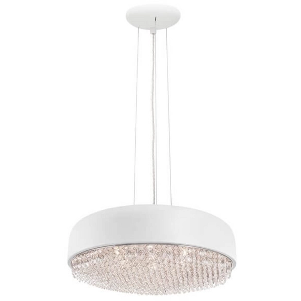 Okrągła lampa wisząca Cienaga do przedpokoju biała crystal