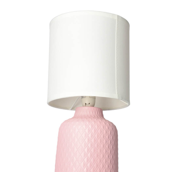 Nocna lampka Iner 41-79855 ceramika z abażurem biała różowa