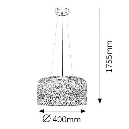 LAMPA wisząca ALESSANDRA 2158 Rabalux metalowa OPRAWA ażurowy zwis vintage czarny