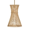 Rattanowa wisząca lampa Twyla QN-TWYLA-1P-BNG ażurowa złota