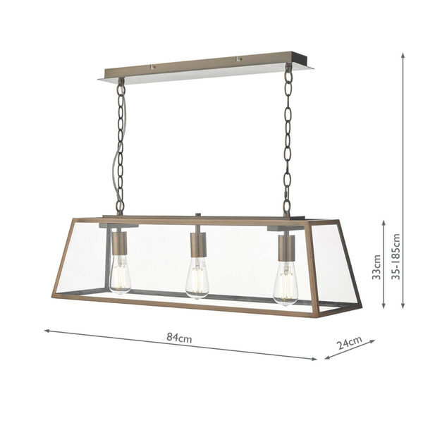 Szklana lampa wisząca na łańcuchu ACADEMY ACA0364 miedziany