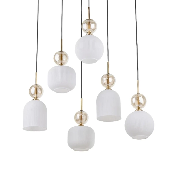 Nowoczesna wisząca lampa Sophia Cognac do salonu biały czarny