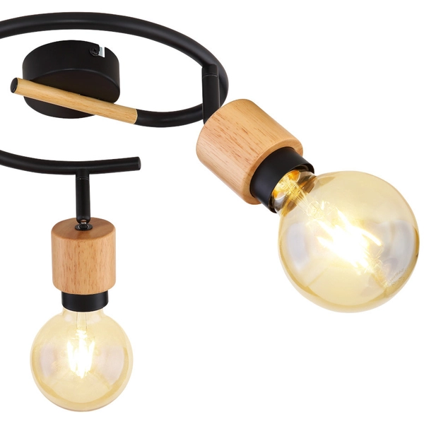 Regulowana LAMPA sufitowa JORNA 54031-3 Globo metalowa OPRAWA reflektorki czarne drewno