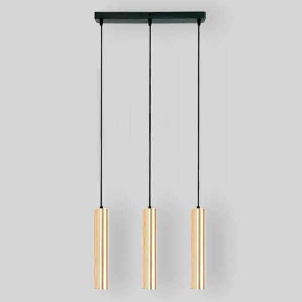 Lampa zwisająca na listwie Spoti ABR-ZLW3T-Z Abruzzo tuby złota czarna