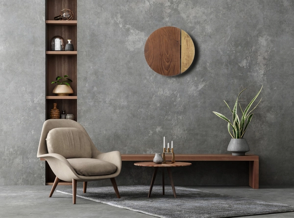 Okrągły kinkiet salonowy Sun 7651 ekologiczny LED 15W 3000K drewno