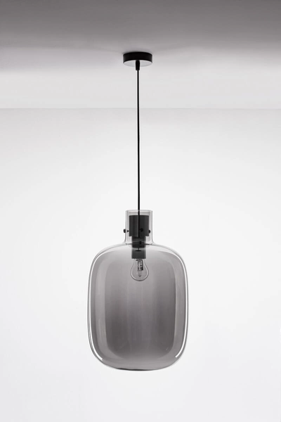 Loftowa lampa wisząca Padre szklana czarna przydymiona