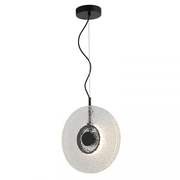 Okrągła lampa wisząca 23075 LED 11W 3000K dysk szklany czarny