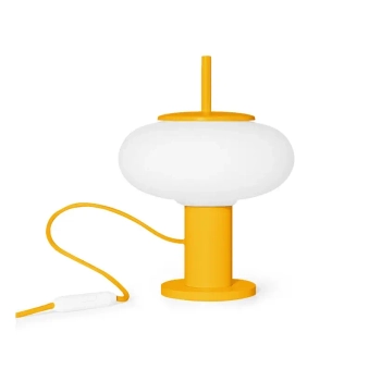 Lampa stolikowa z wtyczką TORNI TOS154P1 melonowa żółta szklana E27 owalna do sypialni