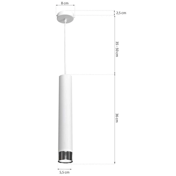 Industrialna LAMPA wisząca DANI MLP6227 Milagro metalowa OPRAWA okrągły ZWIS tuba loftowa biała