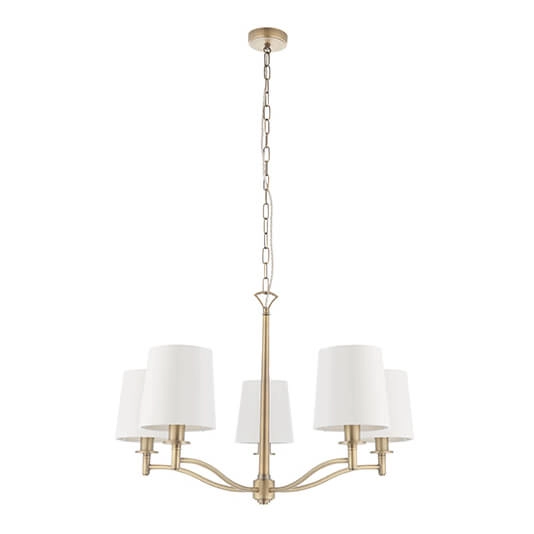 Lampa wisząca do salonu Ortona 70245 Endon klosze na łańcuchu białe mosiądz