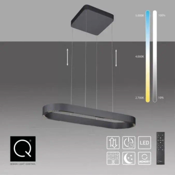Lampa wisząca opuszczana góra-dół Q-STRETTO czarna 2688-18 2x76W 2200-5000K CCT