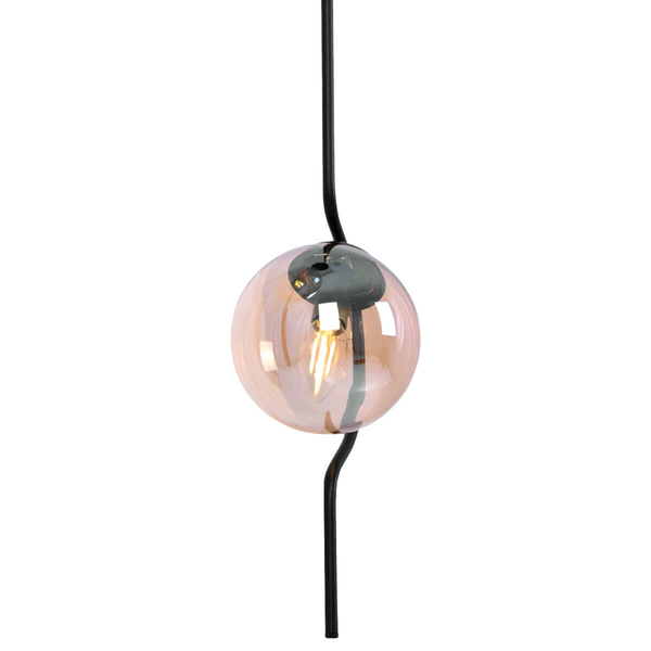 Podwójna lampa wisząca Vela K-5337 kule szklana metalowa bursztynowa czarna