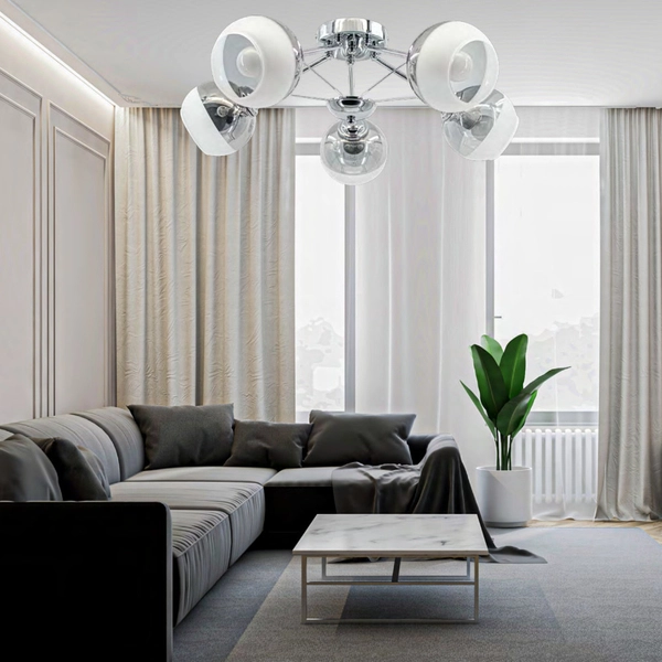 Loftowa LAMPA sufitowa 1018/5 8C Elem metalowa OPRAWA szklane kule chrom