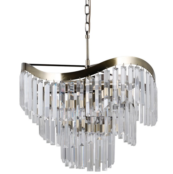 LAMPA wisząca SABRIGA PND-44544-8 Italux glamour OPRAWA na łańcuchu ZWIS kryształki crystals brąz antyczny