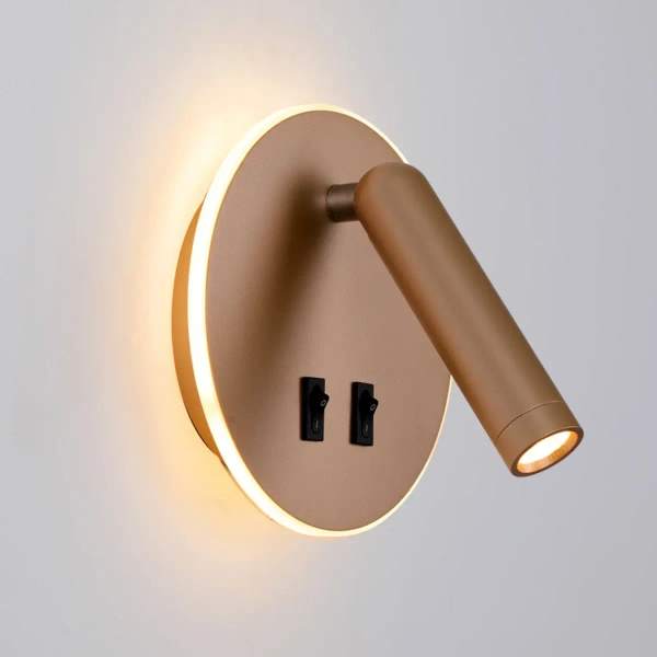 Metalowa lampa ścienna Furla WL-53742-1-GD LED 8W 3000K z włącznikiem złota