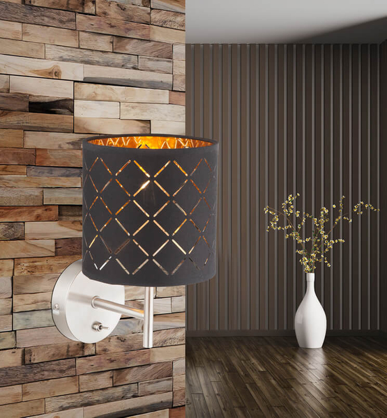 Lampa ścienna Clarke 15229W okrągła czarna złota satyna