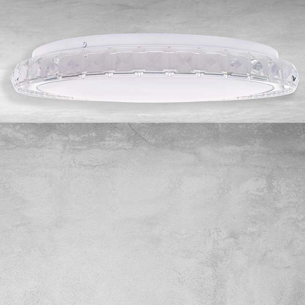 Plafon LAMPA okrągła LAYLA ML4221 Milagro sufitowa OPRAWA z kryształkami LED 26W 3000K – 6000K glamour pilot biała chrom