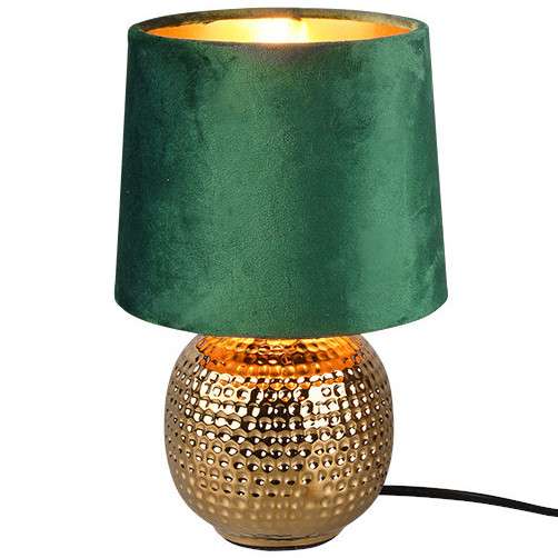 Nocna LAMPKA stojąca EUDORA DL015-50821 RL Light stołowa LAMPA abażurowa na biurko ceramiczna zielona złota