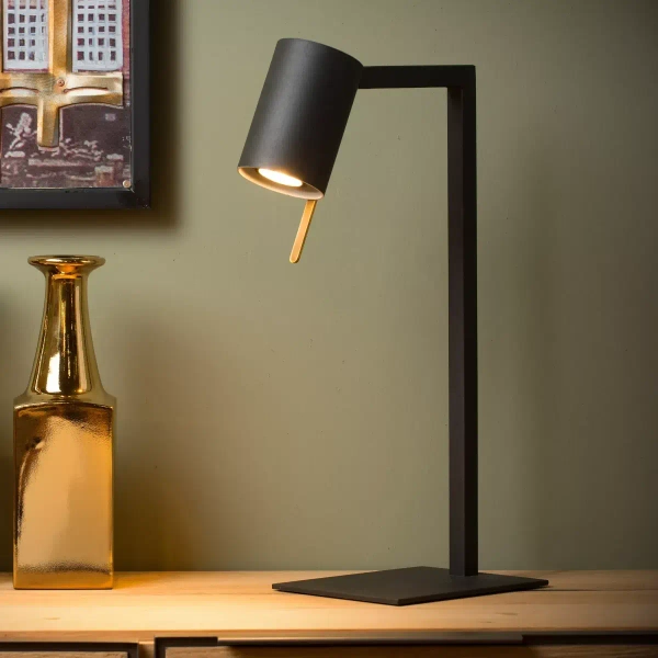 Metalowa lampa stołowa Lesley 03525/01/30 Lucide tubka do gabinetu czarna