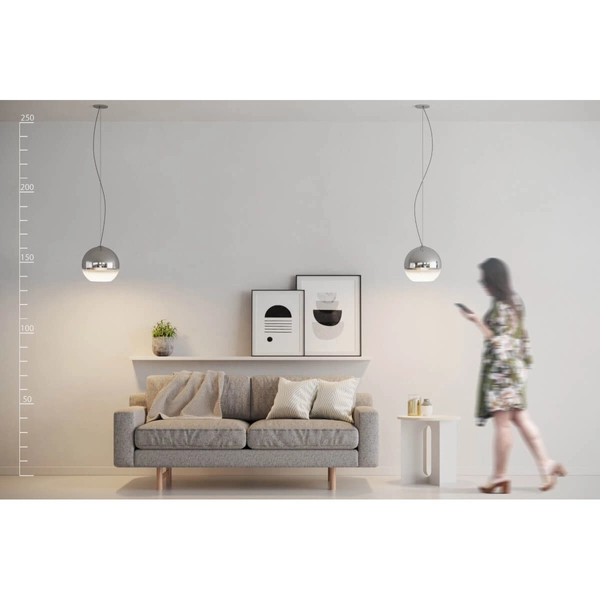 Kulista lampa wisząca Silver Ball do przedpokoju chrom