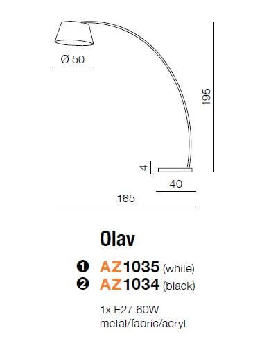 Łukowa lampa podłogowa Olav do salonu czarna stojąca