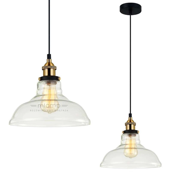 LAMPA wisząca HUBERT MDM-2381/1 Italux szklana OPRAWA industrialny ZWIS kopuła przezroczysta