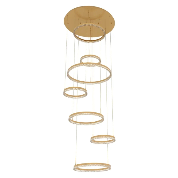 Pierścieniowa lampa wisząca Hall LP-7098/7P GD LED 300W 3000-5700K złota