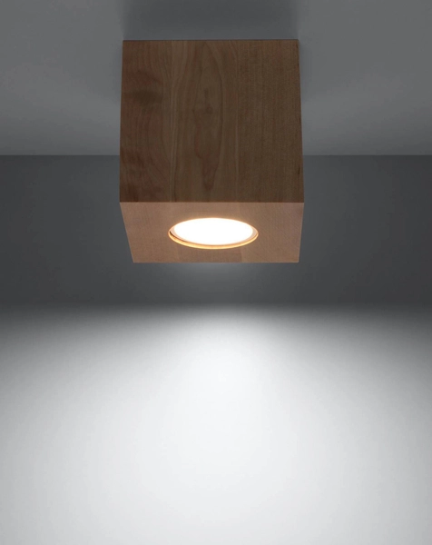 Downlight LAMPA sufitowa Quad SL.0493 Sollux drewniana OPRAWA w stylu skandynawskim kostka
