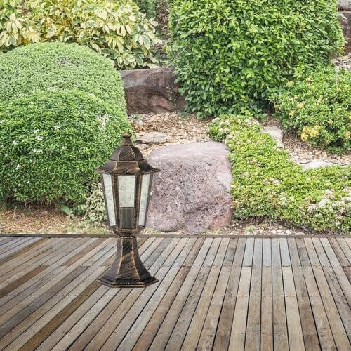 Lampion ogrodowy VELENCE 8236 na taras IP43 złoto antyczne przezroczysty