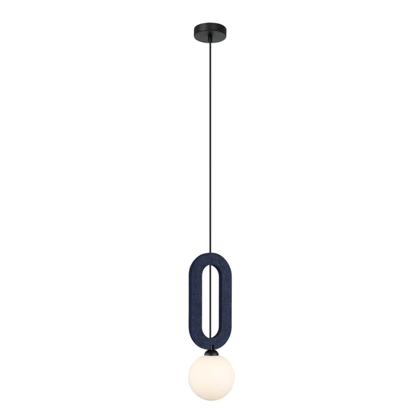 Wisząca lampa z filcu Masso PND-59839-1-BLU owalna do salonu niebieska