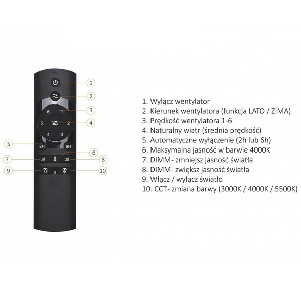 Lampa sufitowa z wentylatorem VENETI AZ4447 LED 18W 3000-5500K pilot biały