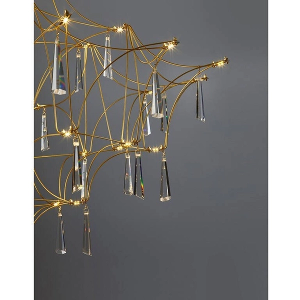 Wisząca LAMPA designerska SALAMANCA LE41324 Luces Exclusivas kryształowy żyrandol LED 20W 3000K do salonu złoty