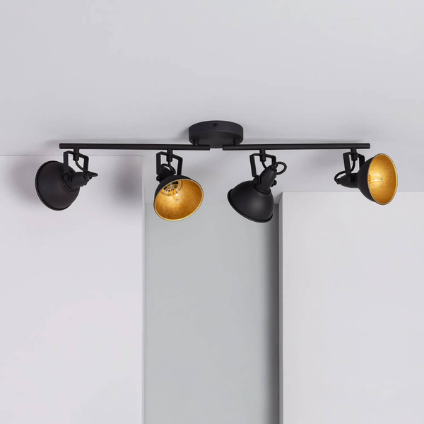 Wielopunktowa lampa sufitowa Retro ABR-RRO-C-4XE14 Abruzzo czarny złoty