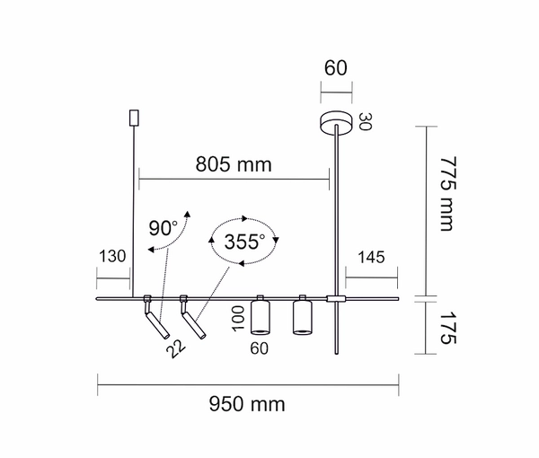 Regulowana LAMPA wisząca NAMASU 7926 Shilo metalowa tuby czarne
