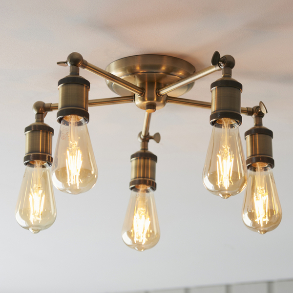 Industrialna lampa sufitowa Hal 97244 Endon industrialna 5-punktowa mosiądz