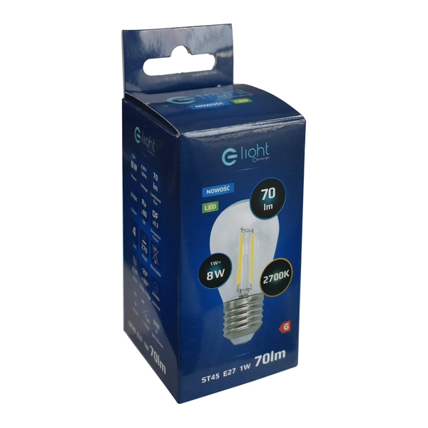 Retro żarówka filamentowa LED 1W ST45 E27 2700K ciepła