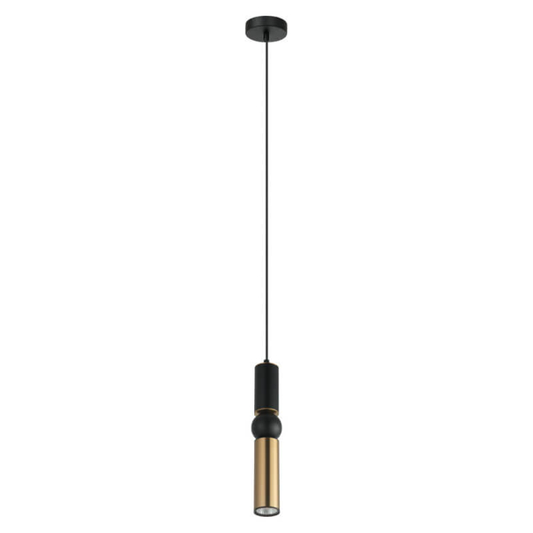 Metalowa lampa wisząca Isidora tuba do pokoju mosiądz czarna