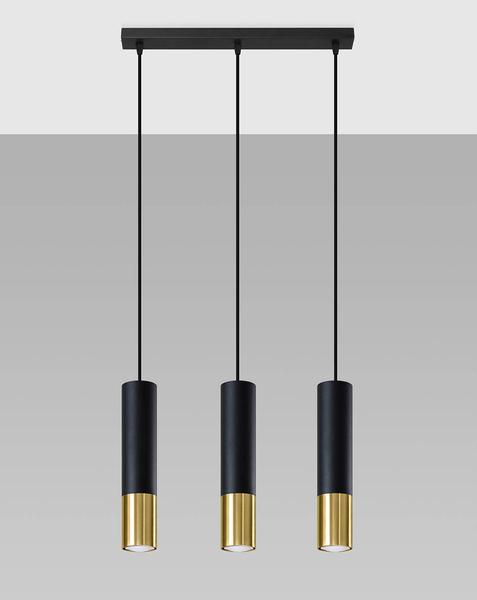 Loftowa LAMPA wisząca SL.0954 modernistyczna OPRAWA metalowy ZWIS tuby czarne złota