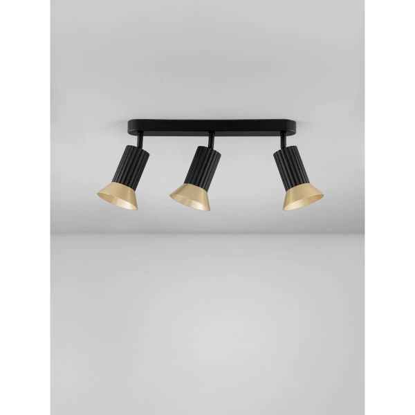 Potrójna lampa sufitowa MARENZO LE45604 regulowana metalowa czarna złota
