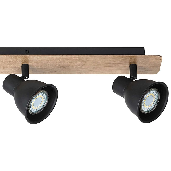 Plafon LAMPA sufitowa MAC 5904 Rabalux metalowa OPRAWA regulowane reflektorki skandynawskie drewno czarne