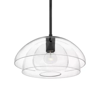 Kopułowa lampa wisząca LOTUS QN-LOTUS-P-BLK szklana czarna przezroczysta