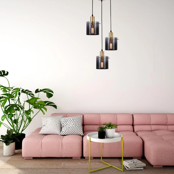 LAMPA wisząca DONATI 5223 Rabalux szklana OPRAWA zwis kaskada przydymiony złoty